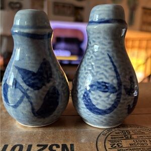 Artisan Blue Ceramic Salt and Pepper Shakers